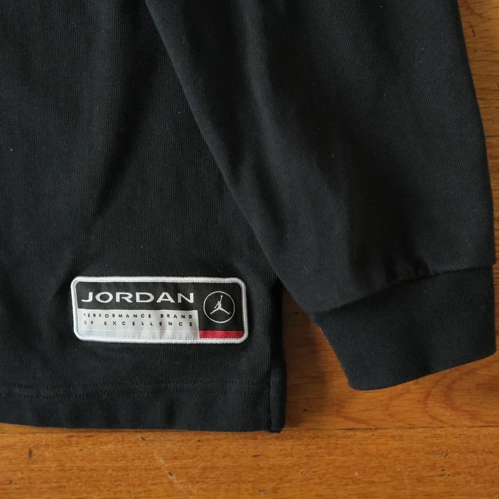 Jordan Flight Rugby Shirt Mens Black Graphic Streetwear Large HF9323-010